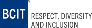 BCIT Respect, Diversity and Inclusion logo. The word BCIT is white text in a blue block on the left and the other words are in gray text on a white block on the right.