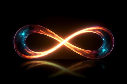 A multi-colour infinity loop on a black background